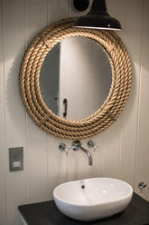 Rope Wall Mirror Wooden Wall Mirror for Home Decoration Wall Mount Mirror